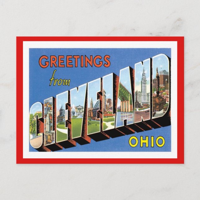 Cartão Postal Cleveland Ohio, Cidade dos EUA (Frente)