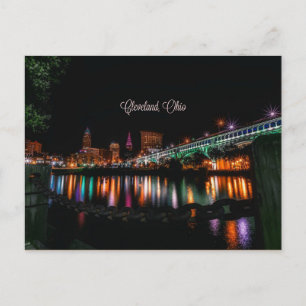 Cartão Postal Cleveland, Ohio cityscape, rotulado