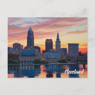 Cartão Postal Cleveland Ohio Skyline Sunset