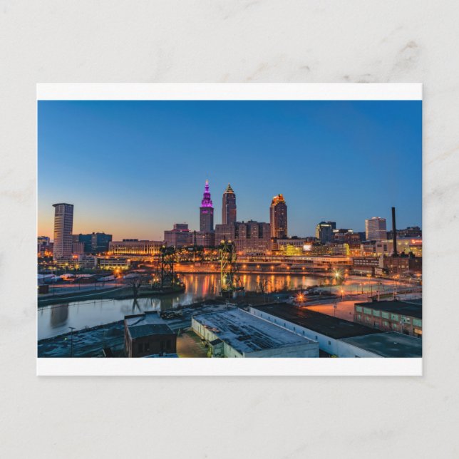 Cartão Postal Cleveland Skyline no Sunset (Frente)