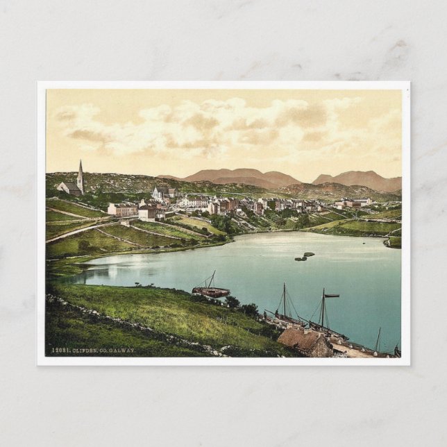 Cartão Postal Clifden. Co. Galway, um clássico Photochrom da Irl (Frente)