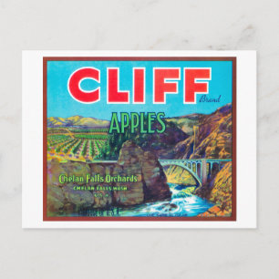 Cartão Postal Cliff Apple Label - Chelan Falls, WA