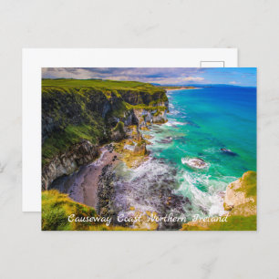 Cartão Postal Cliff e Turquesa Sea Norte Irlanda