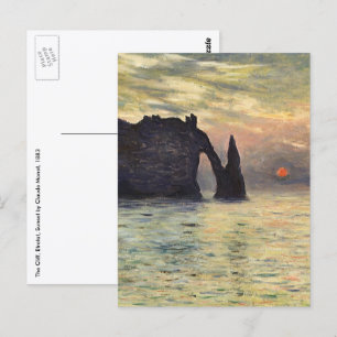 Cartão Postal Cliff Etretat, Sunset de Claude Monet