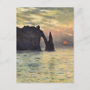 Cartão Postal Cliff Etretat, Sunset de Claude Monet