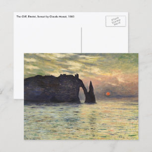 Cartão Postal Cliff Etretat, Sunset de Claude Monet