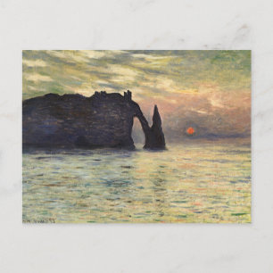 Cartão Postal Cliff Etretat, Sunset de Claude Monet
