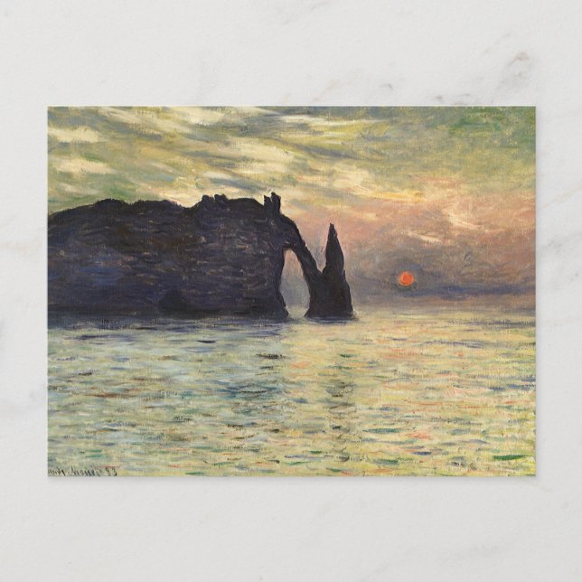 Cartão Postal Cliff Etretat, Sunset de Claude Monet (Frente)
