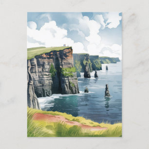 Cartão Postal Cliff of Moher, Ireland Painting