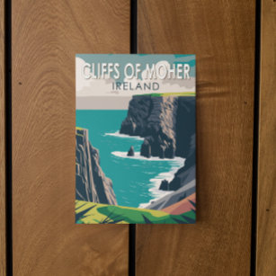 Cartão Postal Cliff of Moher Ireland Viagem Art Vintage