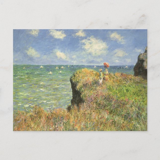Cartão Postal Cliff Walk em Pourville por Claude Monet (Frente)