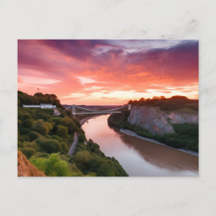 Cartão Postal Clifton Suspensão Bridge no Sunset Postcard