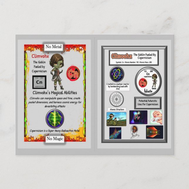Cartão Postal Climvohx Presents Copernicium Trading Card (Frente)