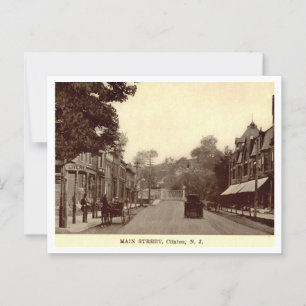 Cartão Postal Clinton NJ Main Street 1910s Vintage Inspirada