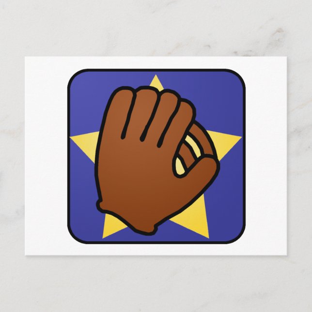 Cartão Postal Clipart de Desenho Animado Esportes Luvas de Beise (Frente)