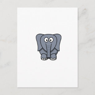 Cartão Postal Clipart de Elefante de Cartoon Bonito