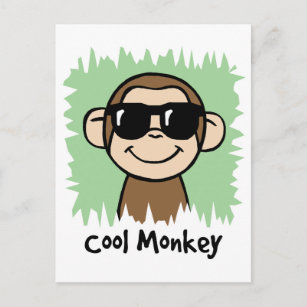 Cartão Postal Clipe de Cartografia Macaco Legal com Óculos Solar