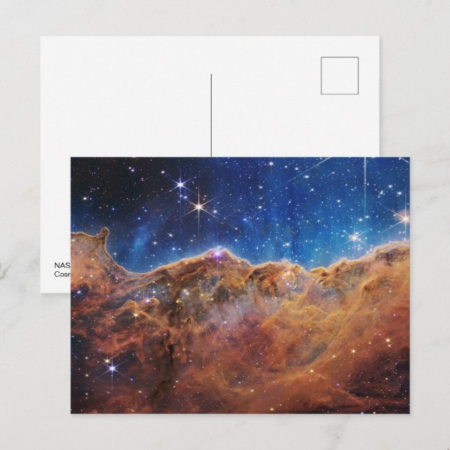 Cartão Postal Clipes cósmicos na Nebulosa de Carina | James Webb (Frente/Verso)