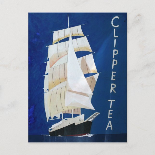 Cartão Postal Clipper Tea vintage poster (Frente)