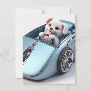 Cartão Postal Clique e Vroom: Puppy Driver Edition