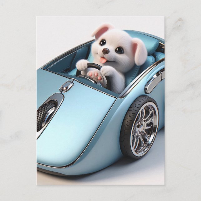 Cartão Postal Clique e Vroom: Puppy Driver Edition (Frente)