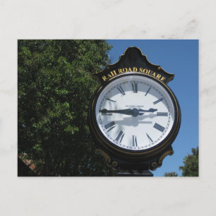 Cartão Postal Clock Railroad sq. Papais noeis Rosa, Ca.
