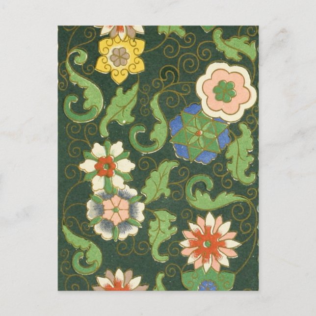 Cartão Postal Cloisonte China Patter Asiático Oriental (Frente)