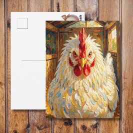 Cartão Postal Close-up Divertido de Frango em Impasto | Dizendo 
