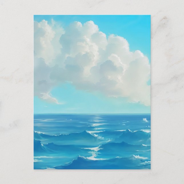 Cartão Postal Cloud Over Water - Painterly Style Seascape (Frente)