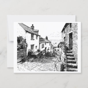 Cartão Postal Clovelly Village Sketch, Devon England