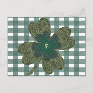 Cartão Postal Clover no Cartão-postal Gingham