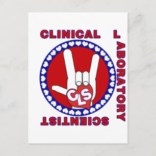 CARTÃO POSTAL CLS CLINICAL LABORATORY SCIENTIST I AMOR LOGOTIPO 