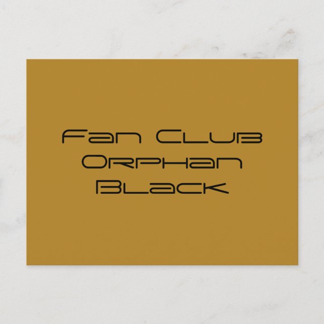 Cartão Postal clube de fãs Orphan Black em fonte geométrica (Frente)