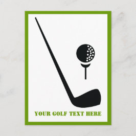 Cartão Postal Clube de golfe e bola preto personalizado vertical