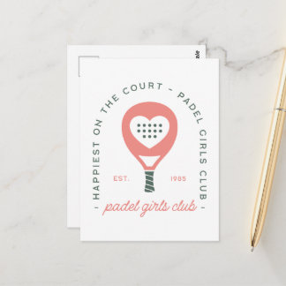 Cartão Postal Clube de padel feminino rosa estético