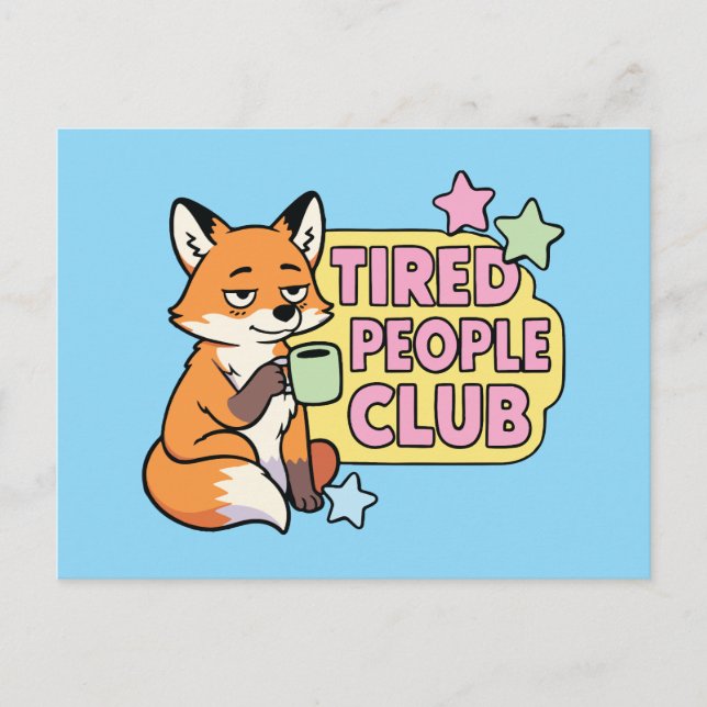 Cartão Postal Clube de Pessoas Cansadas Café Raposa (Frente)