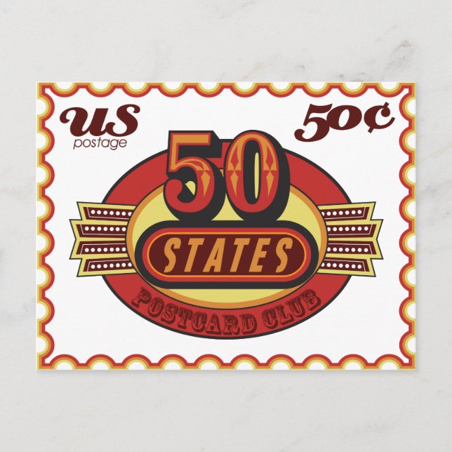 Cartão Postal clube postal de 50 estados (Frente)