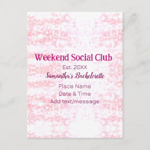 Cartão Postal Clube social de fim de semana rosa brilho despedid