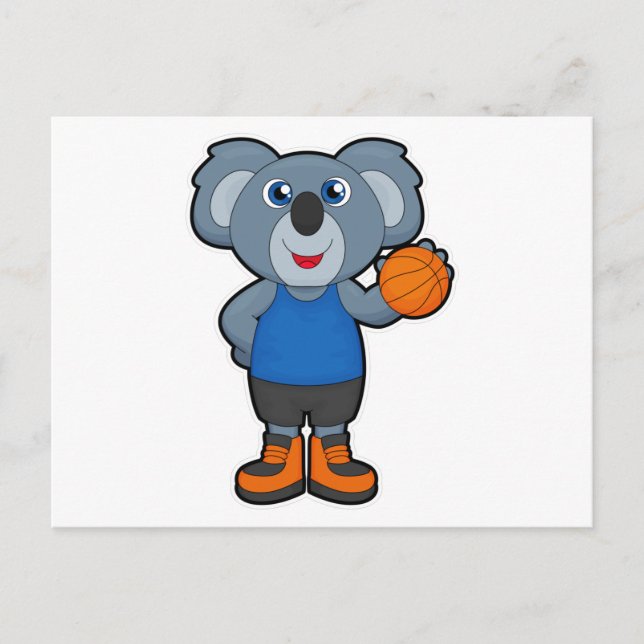 Cartão Postal Coala como jogador de basquete com bola de basquet (Frente)