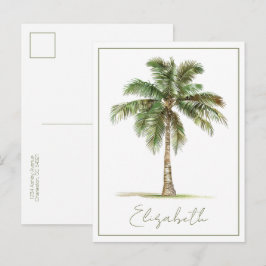 Cartão Postal Coastal Palm Tree Personalized