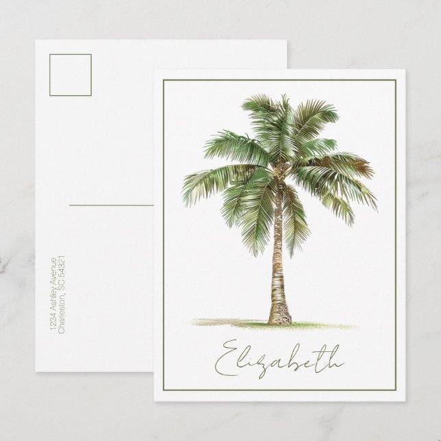Cartão Postal Coastal Palm Tree Personalized (Frente/Verso)