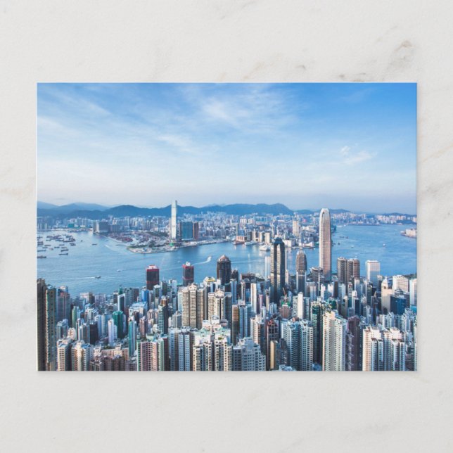 Cartão Postal Coastline | Tsim Sha Tsu, Hong Kong Island, Ásia (Frente)