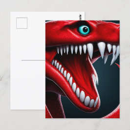 Cartão Postal Cobra Cobra com escalas vermelhas vibrantes e olho