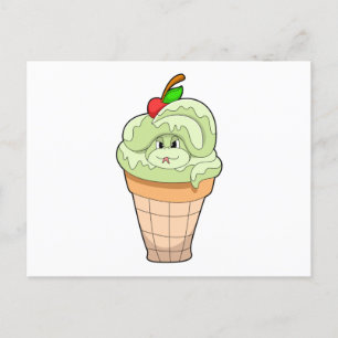 Cartão Postal Cobra com casquinha de sorvete & Cereja