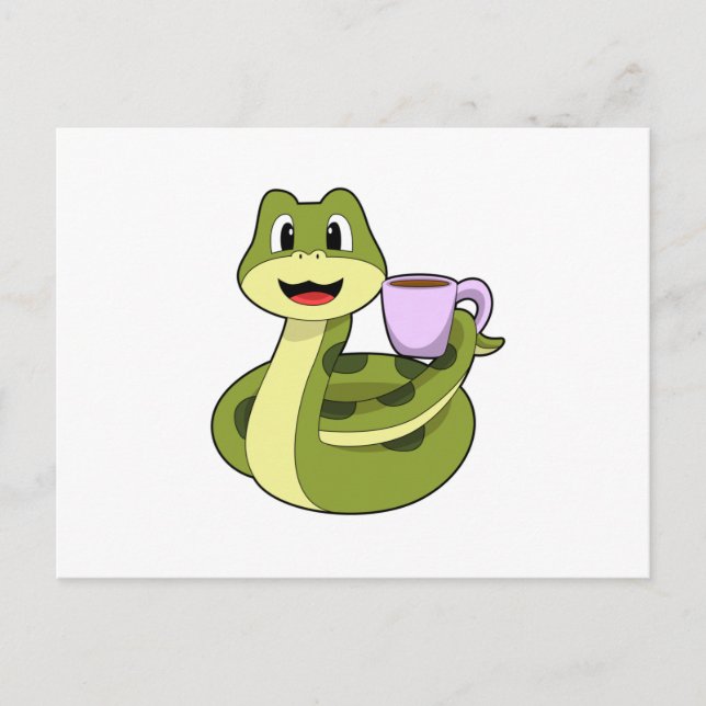 Cartão Postal Cobra com Xícara de Café (Frente)