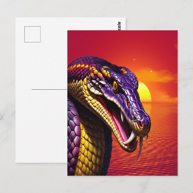 Cartão Postal Cobra de Cobra com escalas violentas, púrpura e am (Frente/Verso)