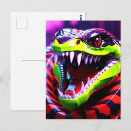 Cartão Postal Cobra de cobra com lábios verdes de cal e sobrance