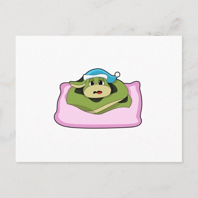 Cartão Postal Cobra dormindo com touca de dormir à noite (Frente)