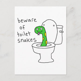 Cartão Postal Cobras de Banheiro Humor de Banheiro Engraçado