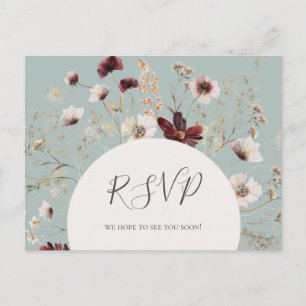 Cartão Postal Cobre Burgundy   RSVP de Casamento Teal